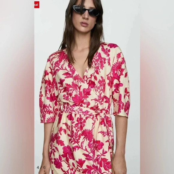 Mango Floral-print wrap midi dress liberty floral plus size - Picture 2 of 12